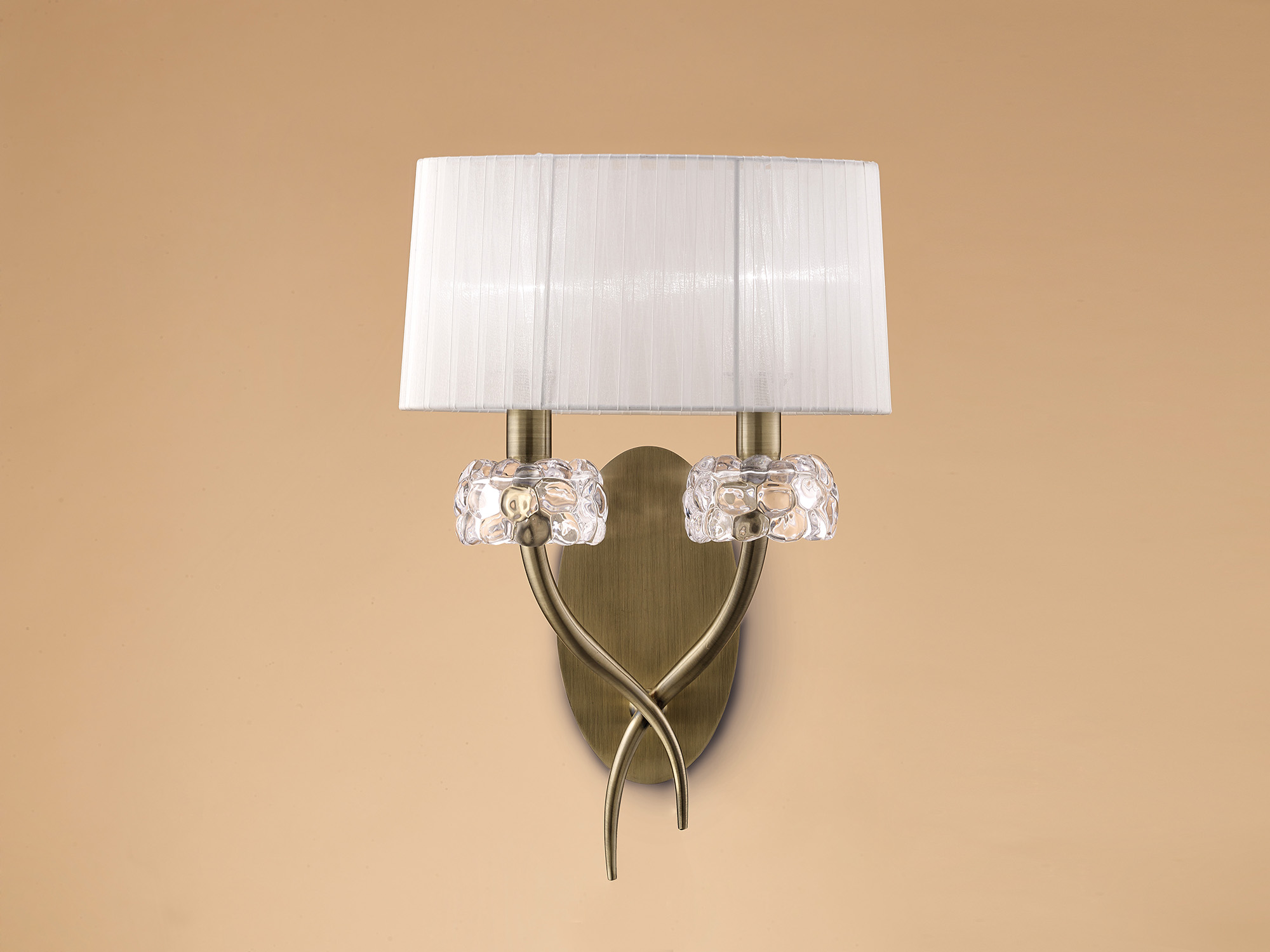 Loewe Antique Brass-White Wall Lights Mantra Armed Wall Lights